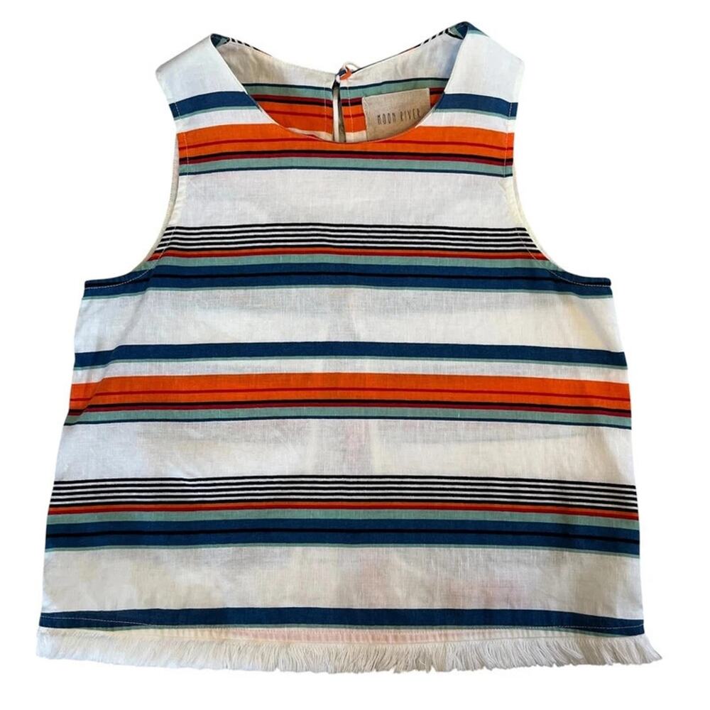 Moon River Cotton Fringe Trim Tank Top XS